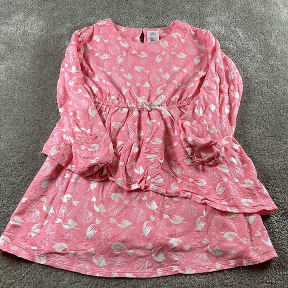 Disney Princess Pink Dress Size 11/12 Long Sleeve Bow Tiered Girls Kids - Picture 1 of 6